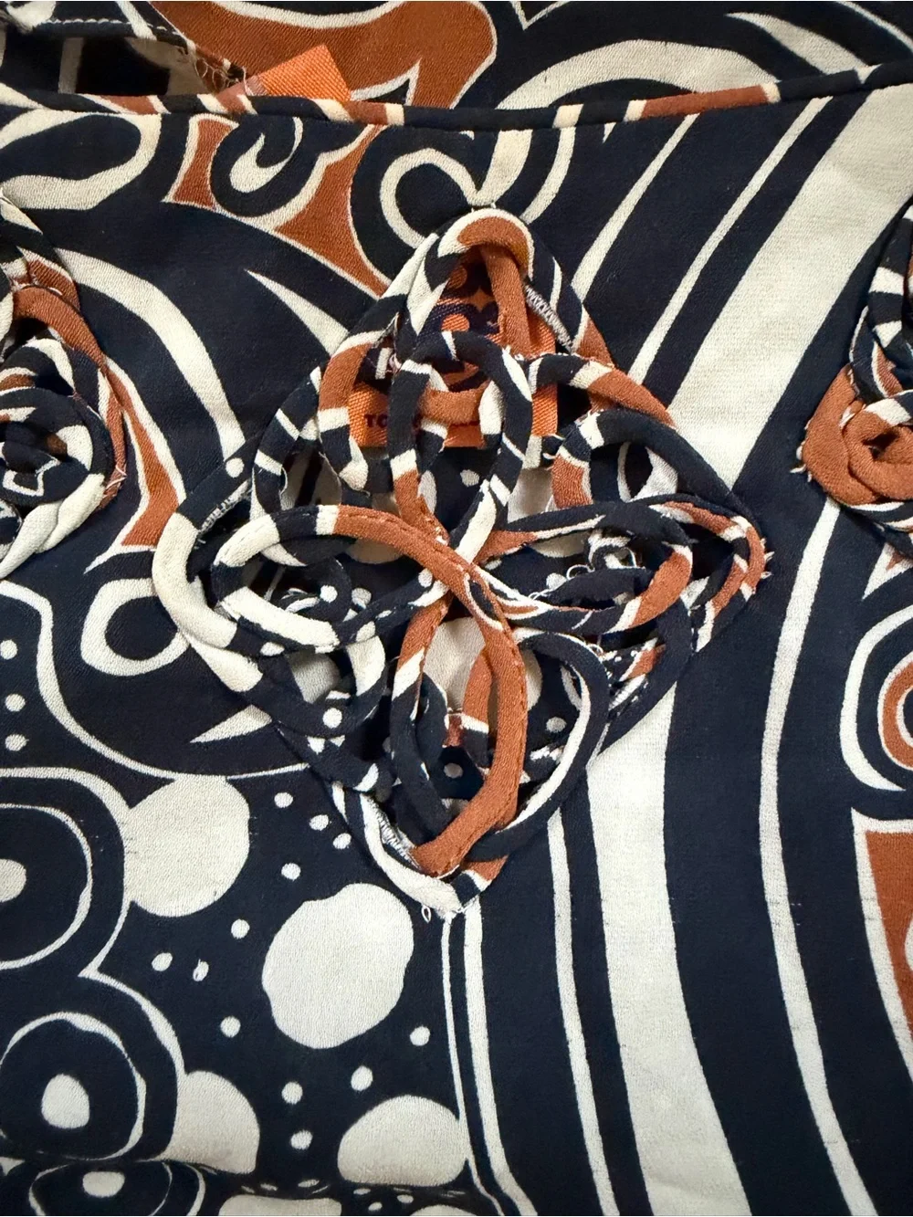 Tory Burch Black and Brown Paisley-Print Long Sleeve Blouse